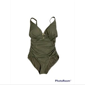 Michael Kors Green V-neck one-piece Swimsuit